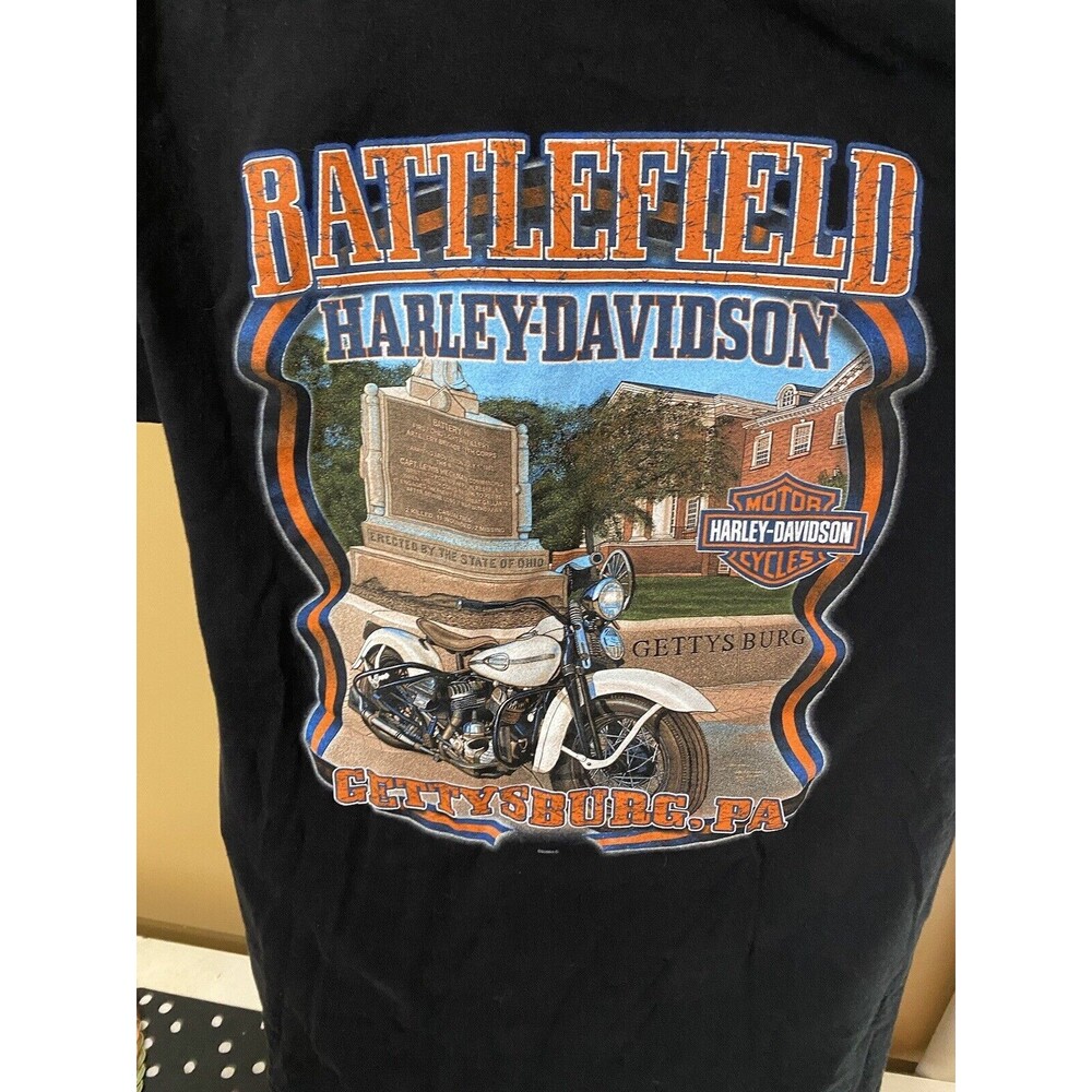 Vintage Harley Davidson Gettysburg Battlefield Made In USA Men’s Shirt Size L